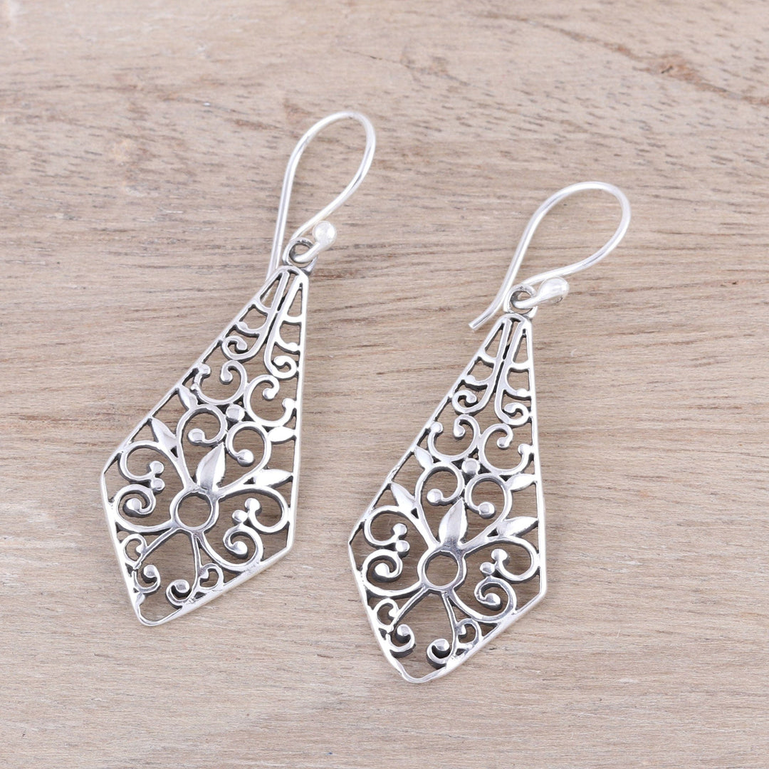Kite-Shaped Sterling Silver Dangle Earrings from India - Delightful Kites