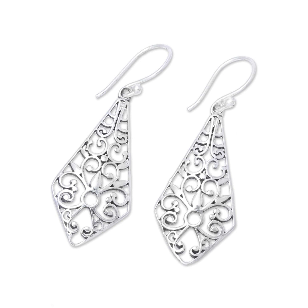Kite-Shaped Sterling Silver Dangle Earrings from India - Delightful Kites