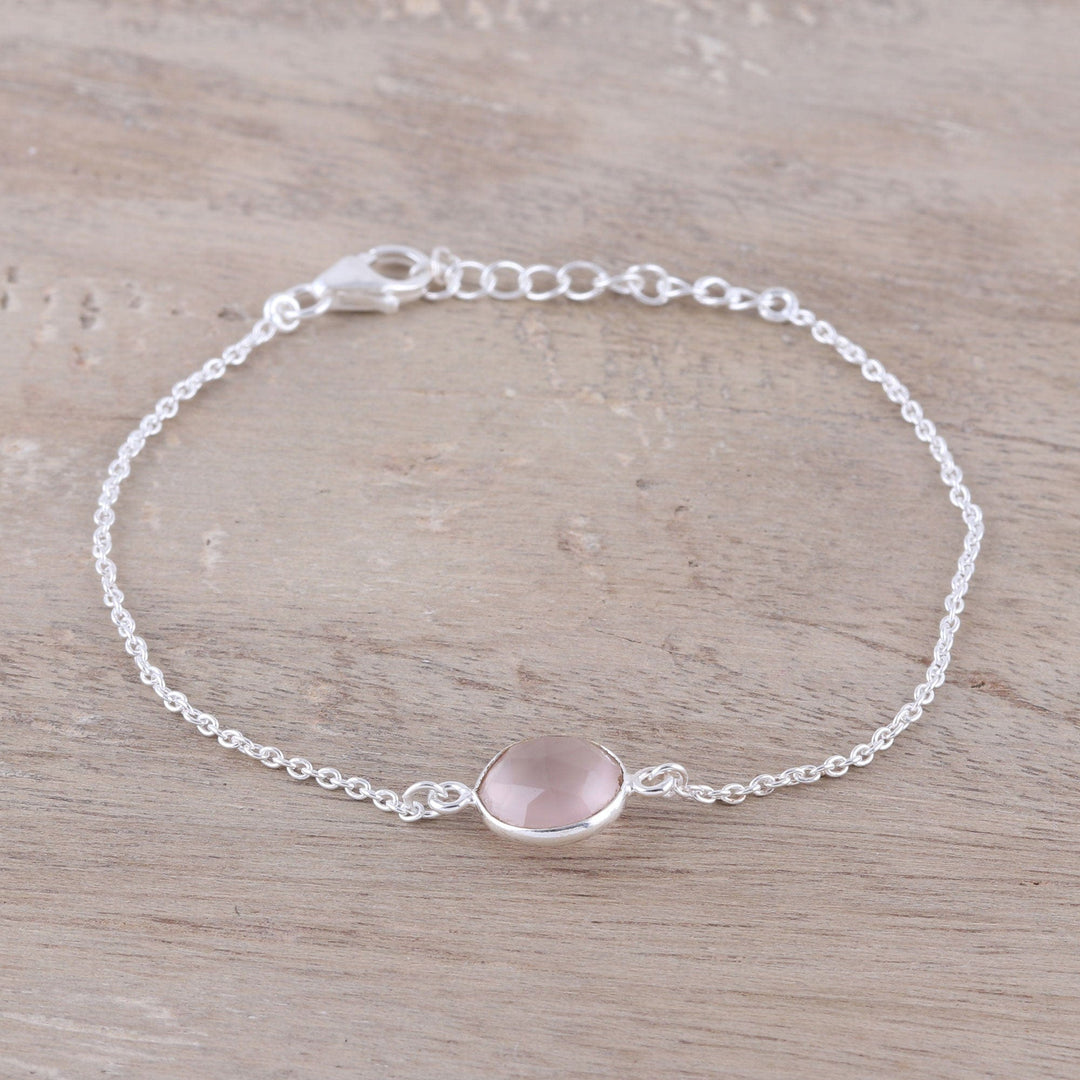 Adjustable Rose Quartz Pendant Bracelet - Pink Night