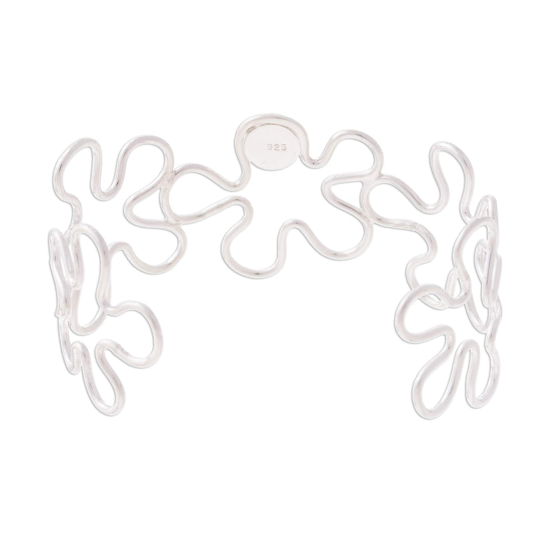 Modern Onyx Cuff Bracelet Crafted in Peru - Abstract Blooms