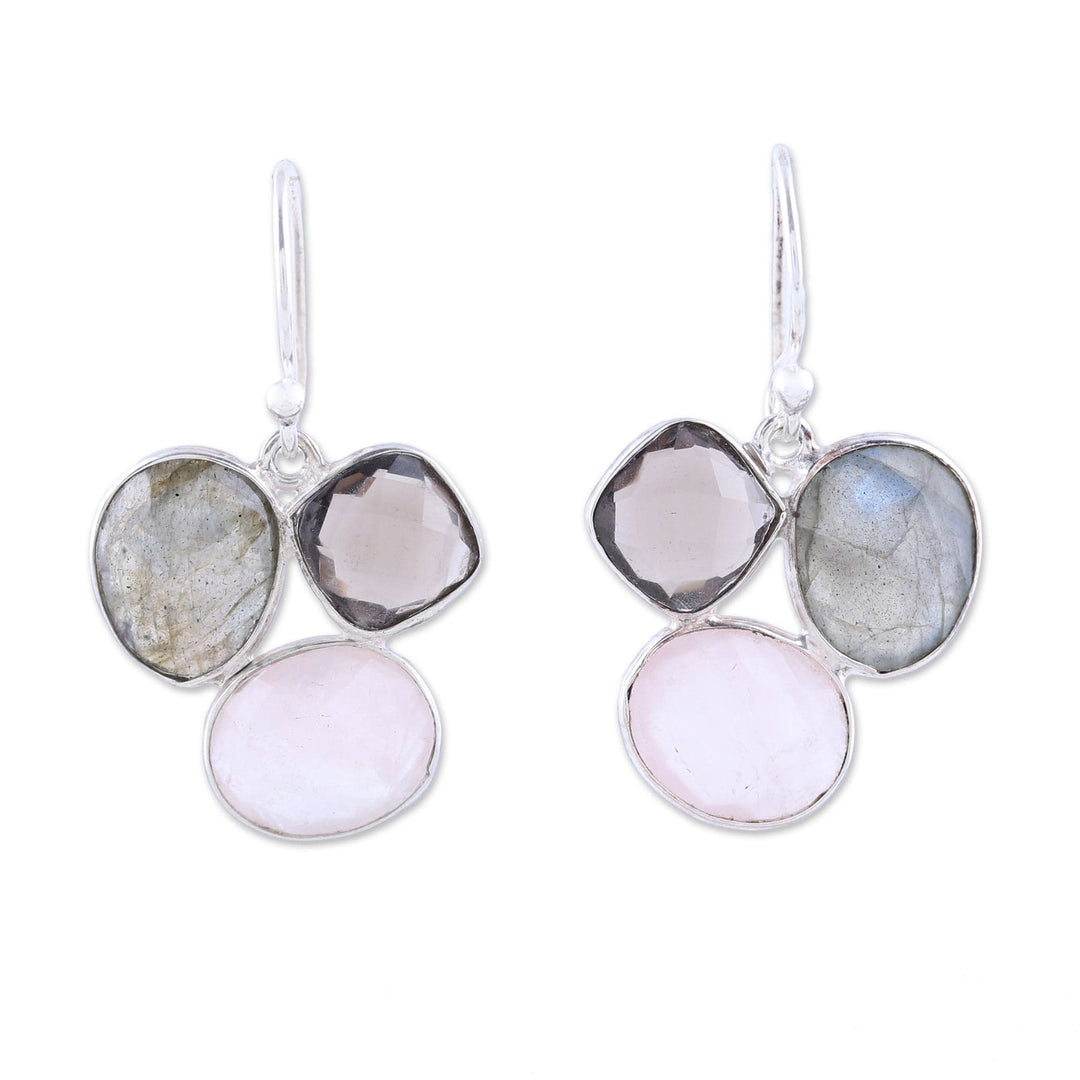 Multi-Gemstone Sterling Silver Dangle Earrings - Enchanting Trinity