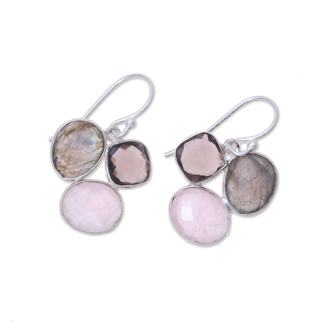 Multi-Gemstone Sterling Silver Dangle Earrings - Enchanting Trinity