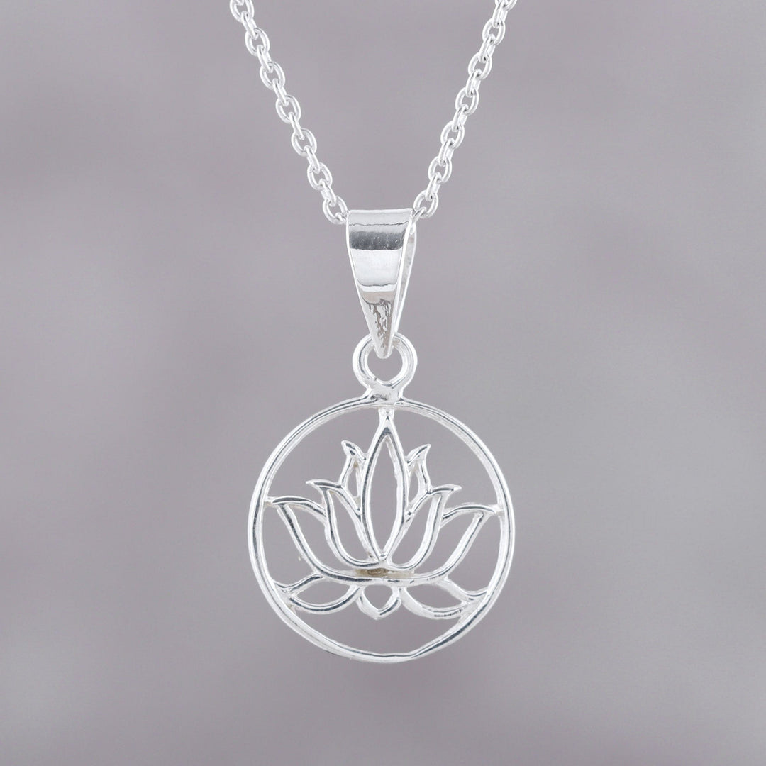 Handcrafted Sterling Silver Lotus Bloom Pendant Necklace - Lotus in Bloom