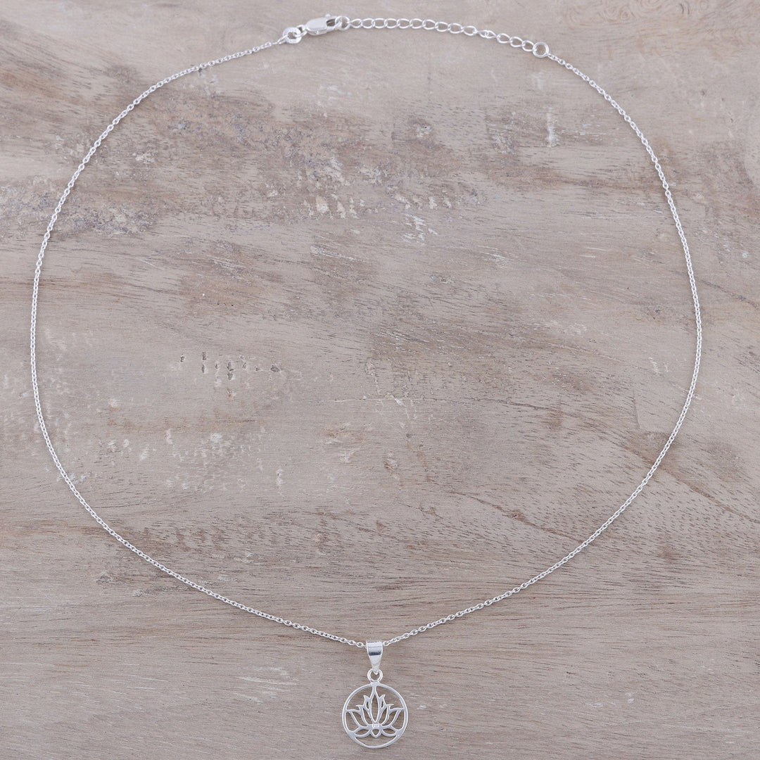Handcrafted Sterling Silver Lotus Bloom Pendant Necklace - Lotus in Bloom