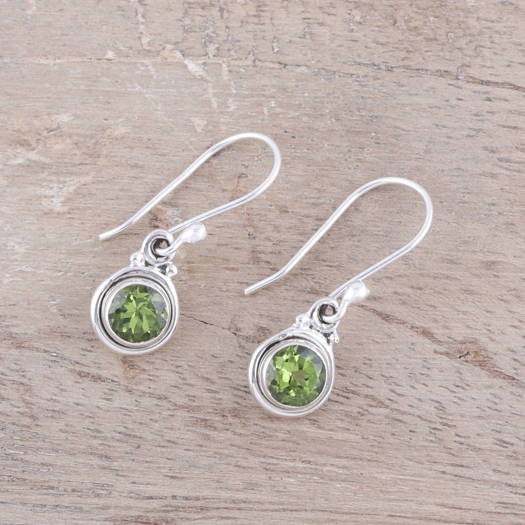 4.5-Carat Peridot Dangle Earrings from India - Glistening Circles
