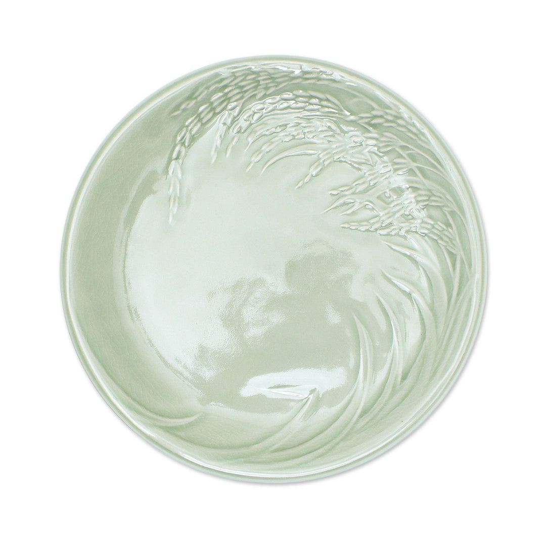 Celadon Ceramic Plates from Thailand (Pair) - Thai Rice