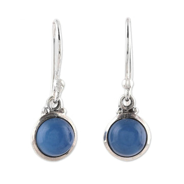 Round Chalcedony Dangle Earrings from India - Happy Glow