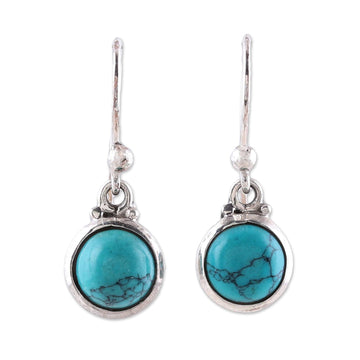 Composite Turquoise and Sterling Silver Dangle Earrings - Happy Gleam