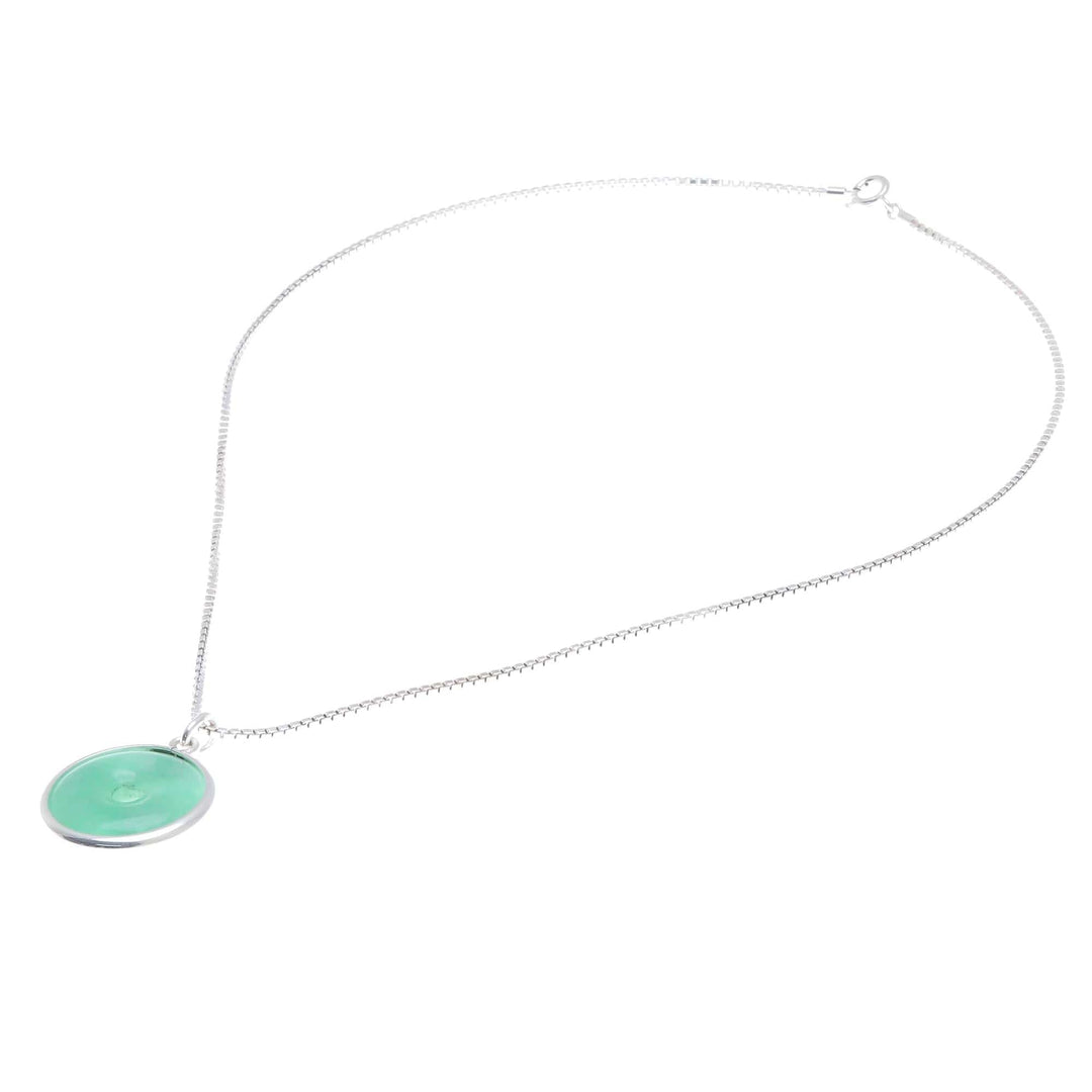 Circular Jade Pendant Necklace Crafted in Thailand - Green Hoop