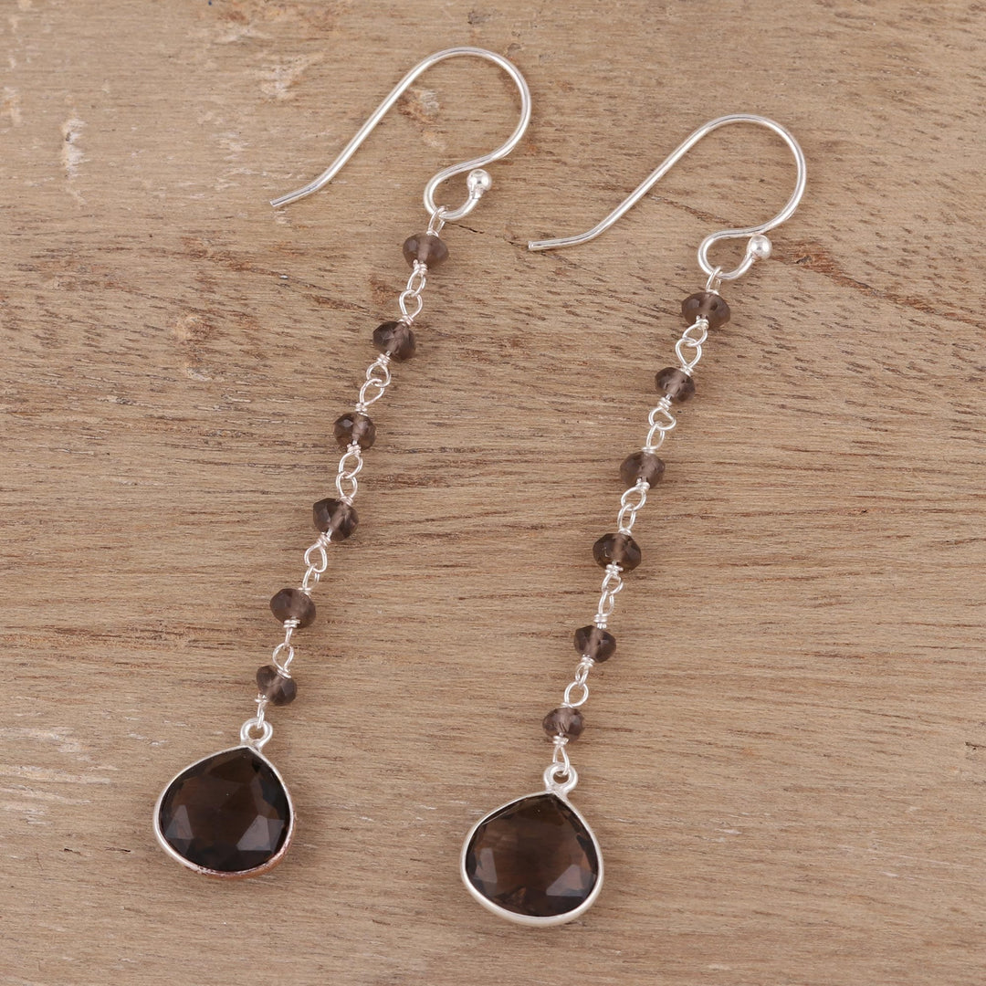 4 Carat Smoky Quartz Dangle Earrings - Morning Drops
