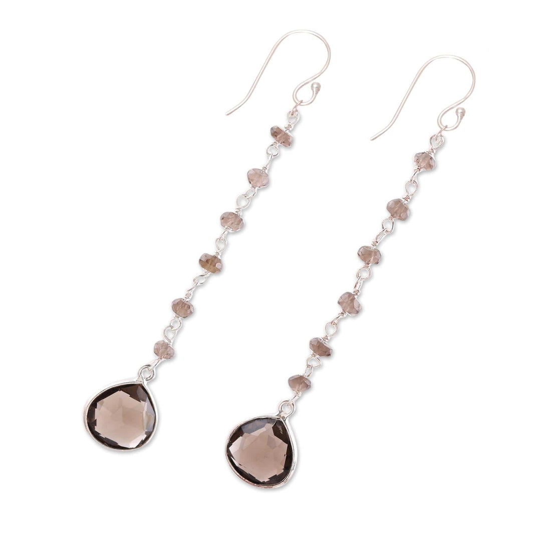 4 Carat Smoky Quartz Dangle Earrings - Morning Drops