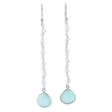 4 Carat Chalcedony Dangle Earrings from India - Morning Drops