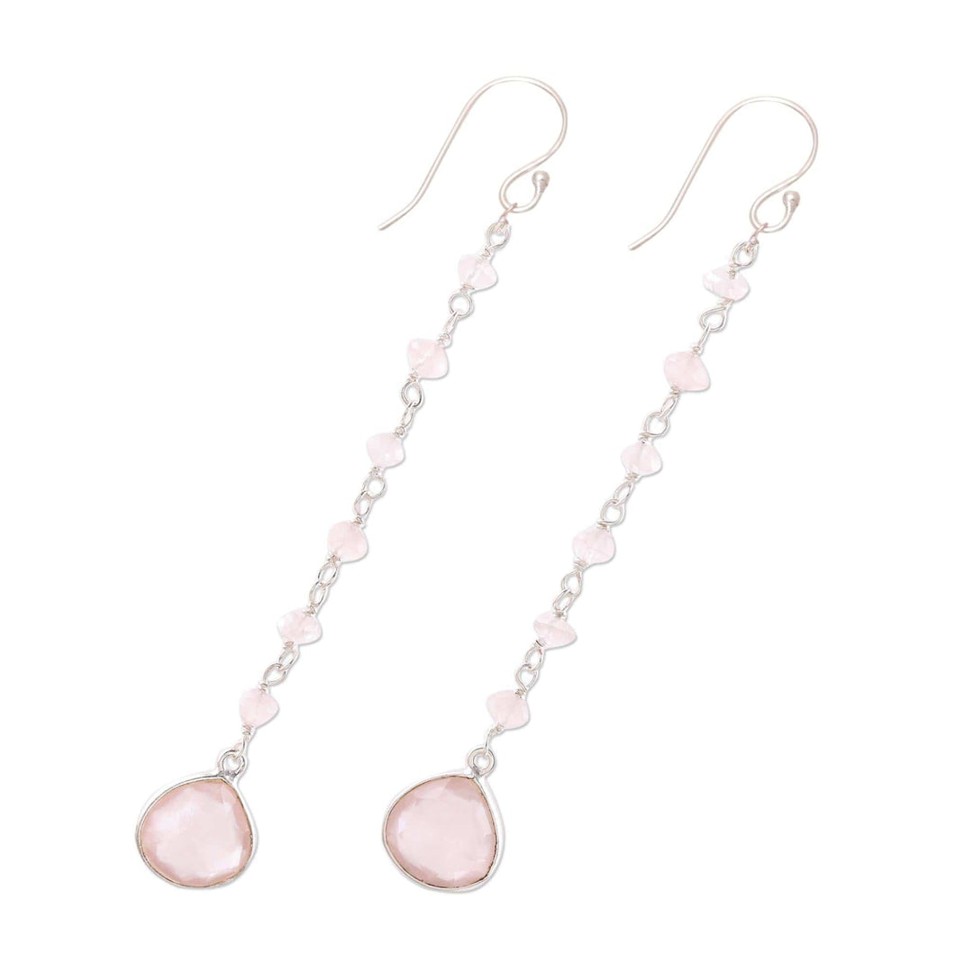 4-Carat Rose Quartz Dangle Earrings - Morning Drops