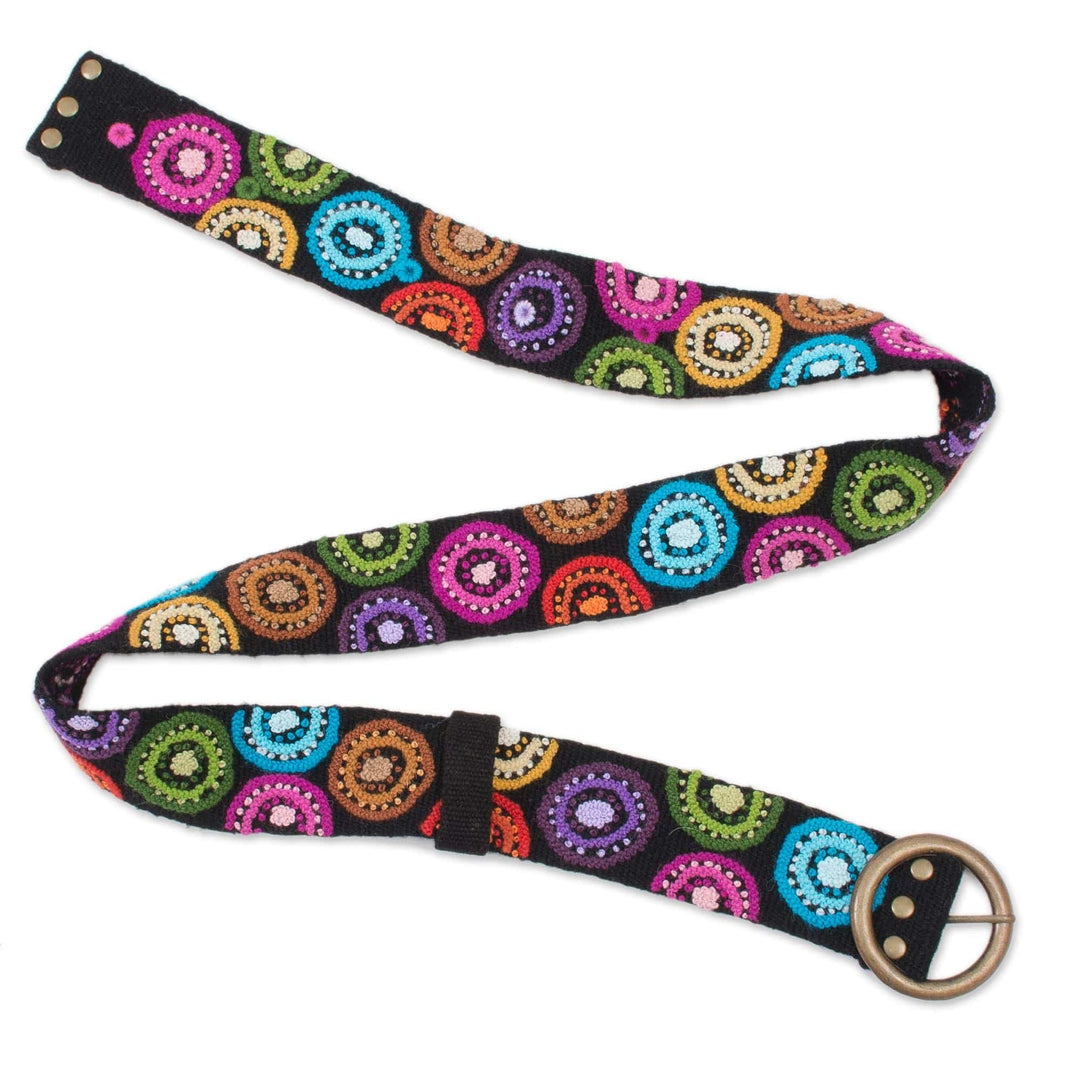 Multicolored Embroidered Wool Belt from Peru - Andean Multicolor