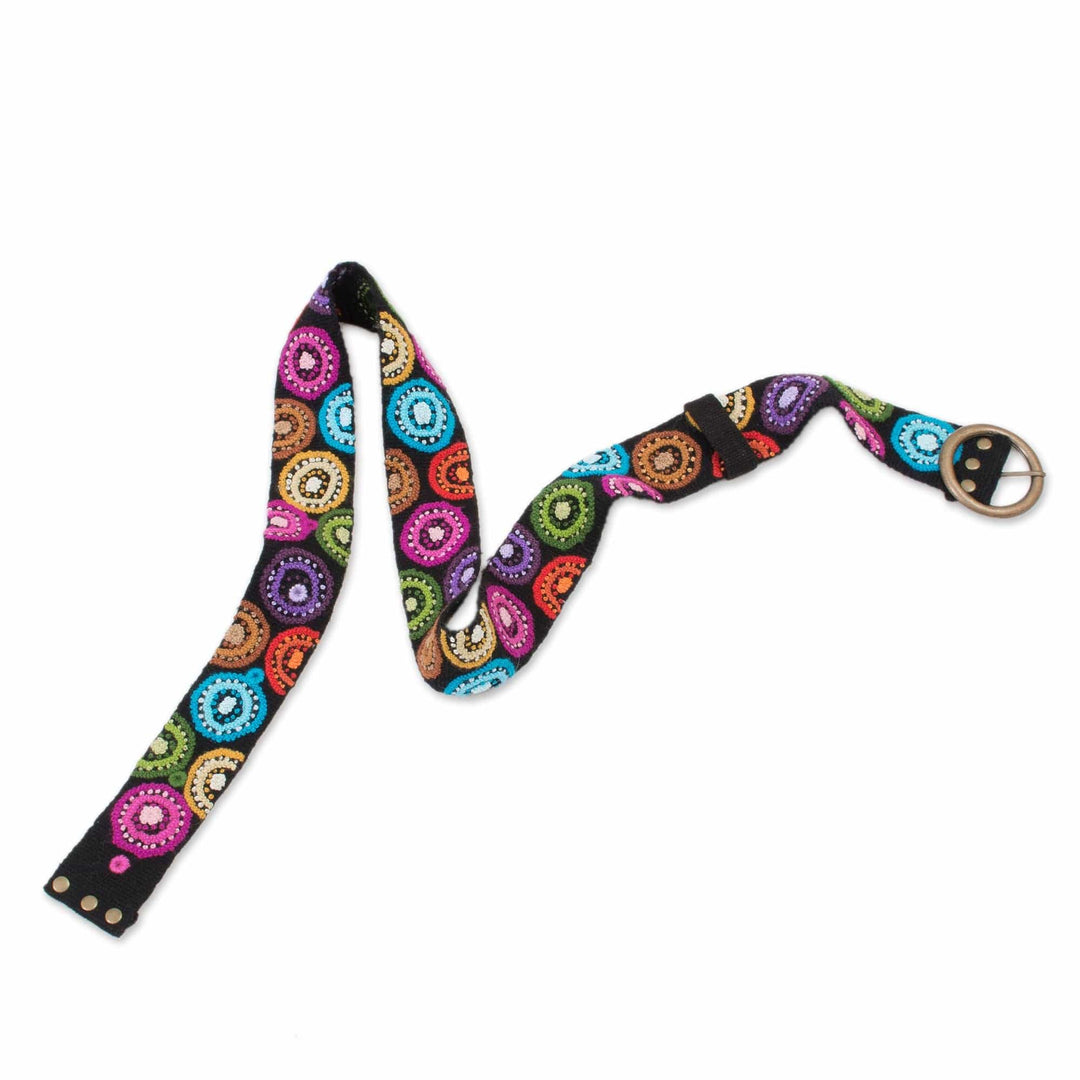 Multicolored Embroidered Wool Belt from Peru - Andean Multicolor