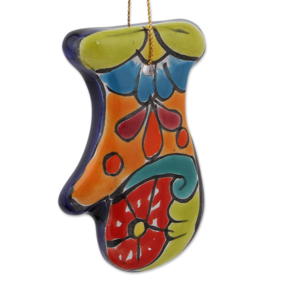 Talavera Ceramic Mitten Ornaments from Mexico (Pair) - Talavera Mittens