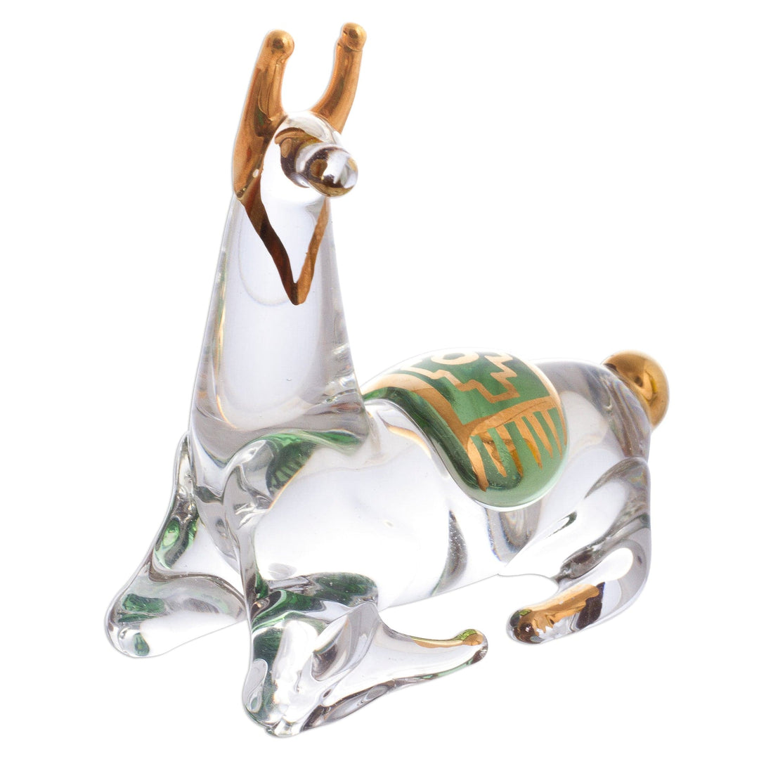 Gilded Clear Glass Llama Figurines (Set of 4) - Llama Family