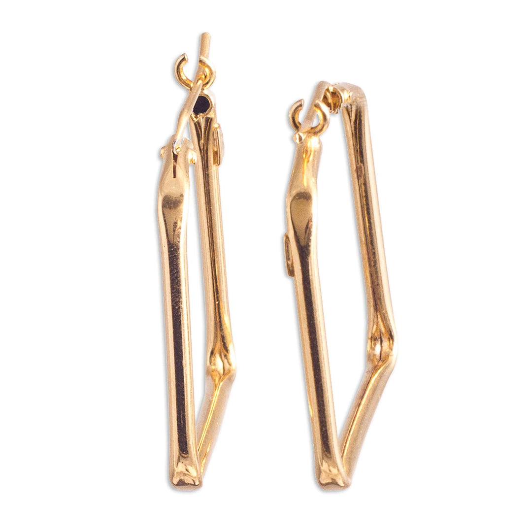 18k Gold-Plated Sterling Silver Rectangular Hoop Earrings - Golden Windows