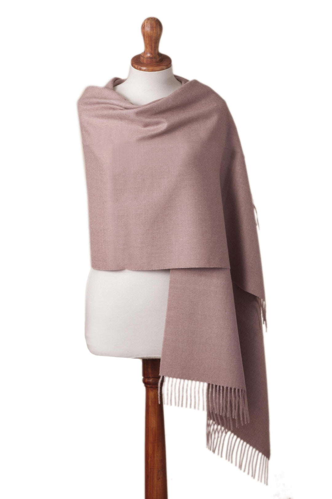 100% Baby Alpaca Shawl in Solid Dusty Rose from Peru - Simple Beauty in Dusty Rose