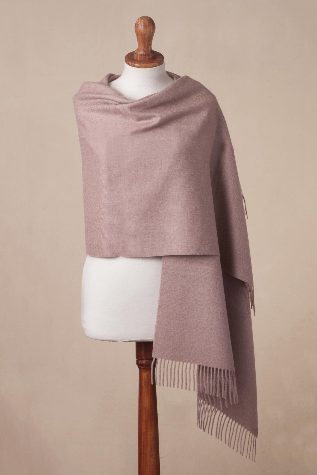 100% Baby Alpaca Shawl in Solid Dusty Rose from Peru - Simple Beauty in Dusty Rose