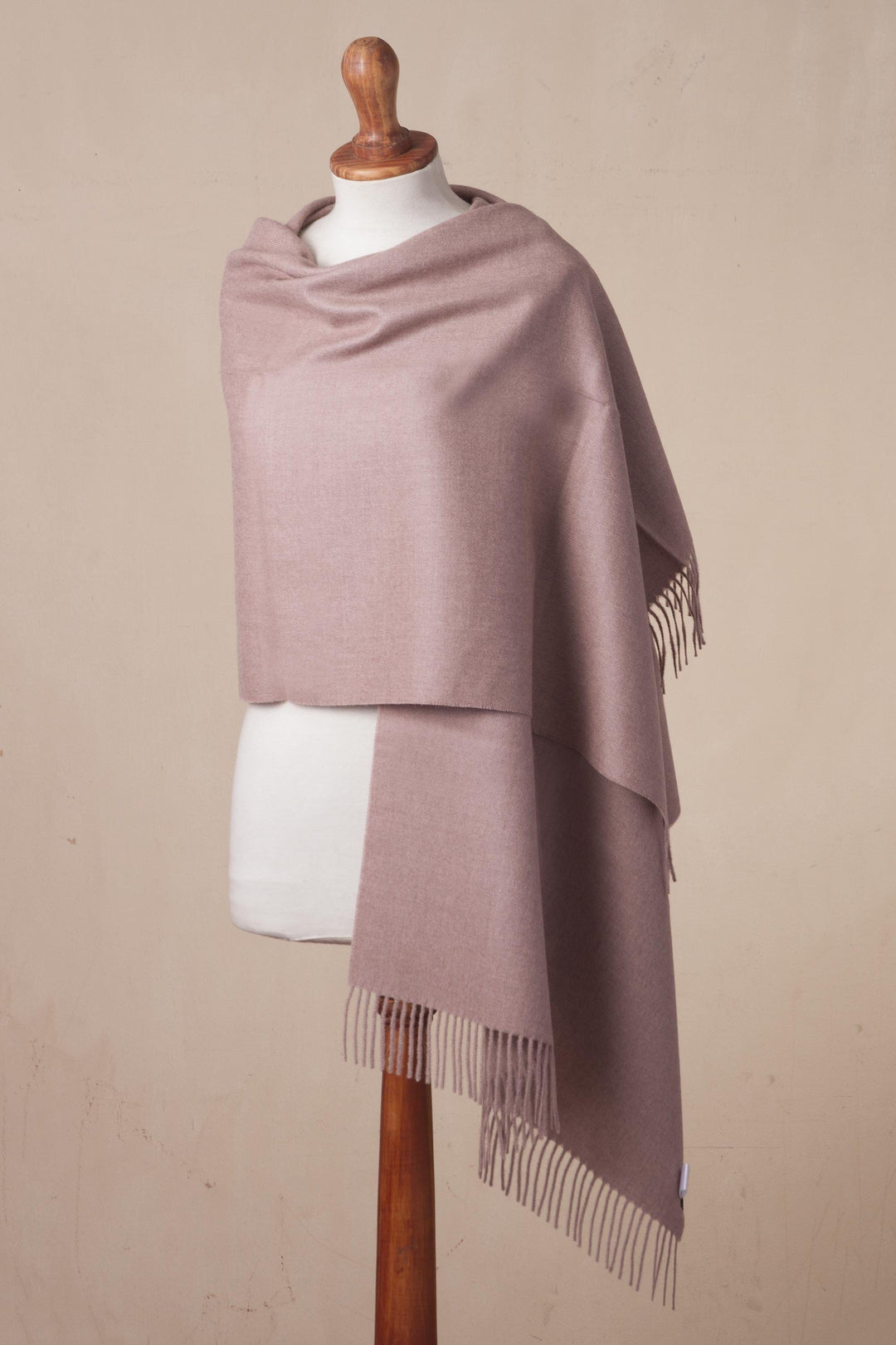 100% Baby Alpaca Shawl in Solid Dusty Rose from Peru - Simple Beauty in Dusty Rose