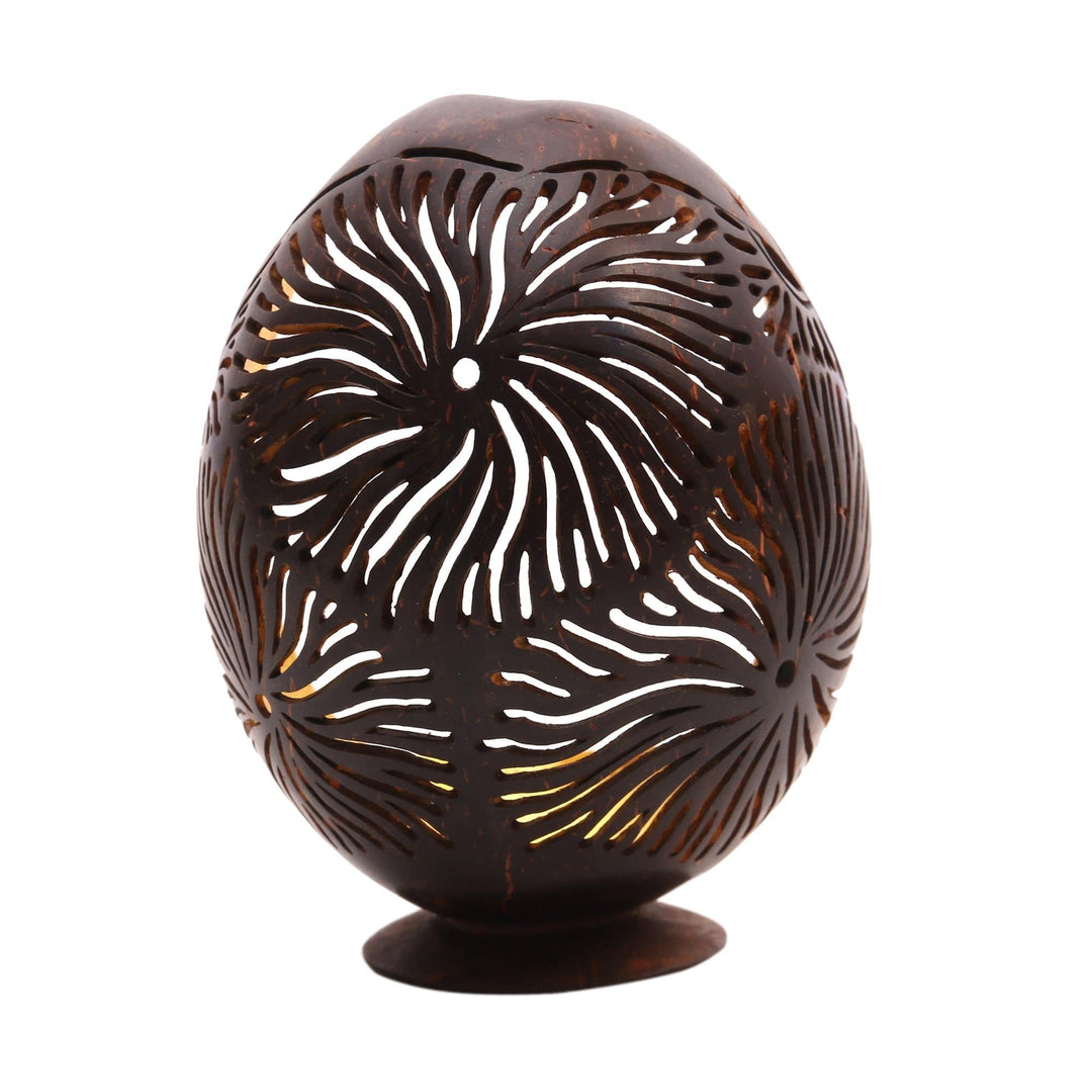 Firework Pattern Coconut Shell Catchall from Bali - Golden Fireworks