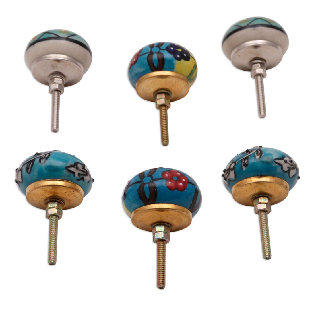 Vibrant Floral Ceramic Knobs (Set of 6) - Charming Globes