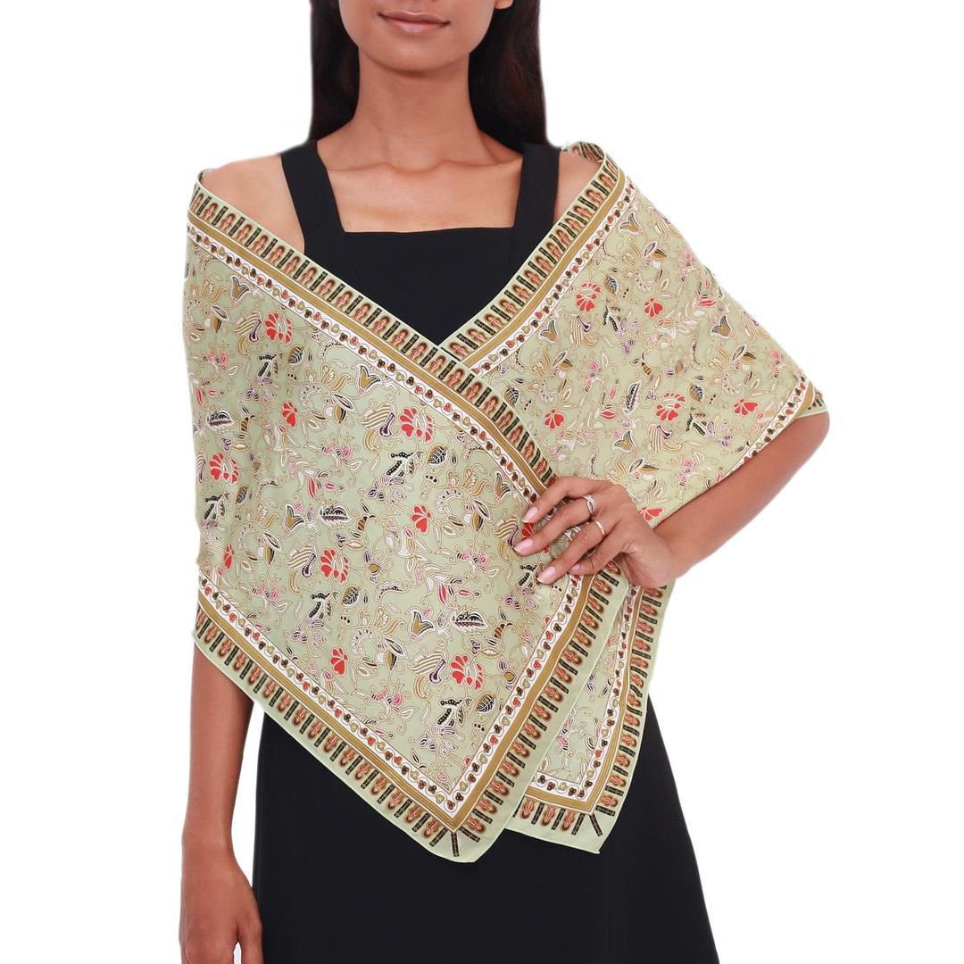 Laurel Batik Silk Scarf from Bali - Singa Laurel