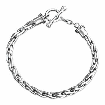 Handmade Braided Sterling Silver Chain Bracelet - Twist Sphere