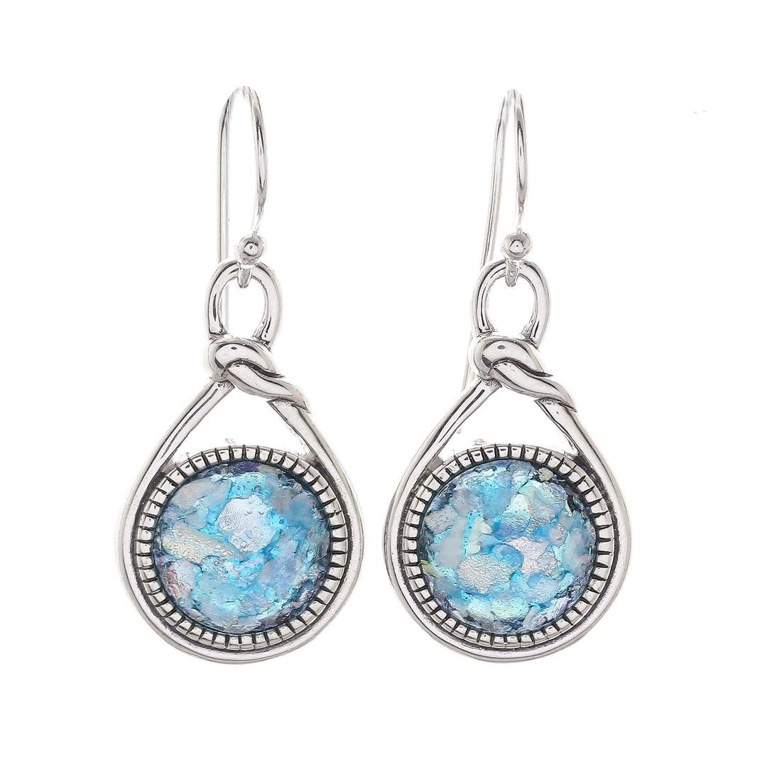 Knot Pattern Roman Glass Dangle Earrings from Thailand - Roman Knot