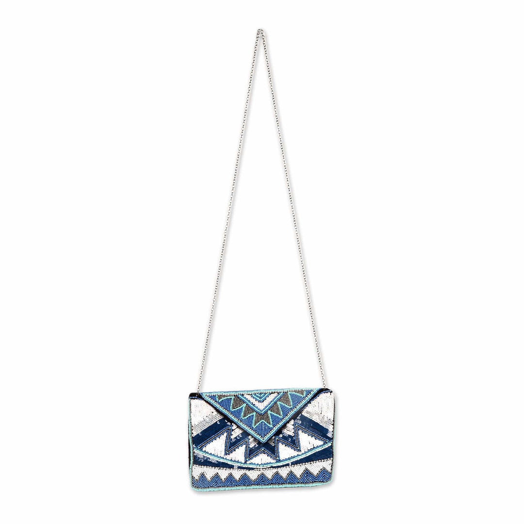 Geometric Beaded Evening Bag Crafted in India - Glamorous Symphony