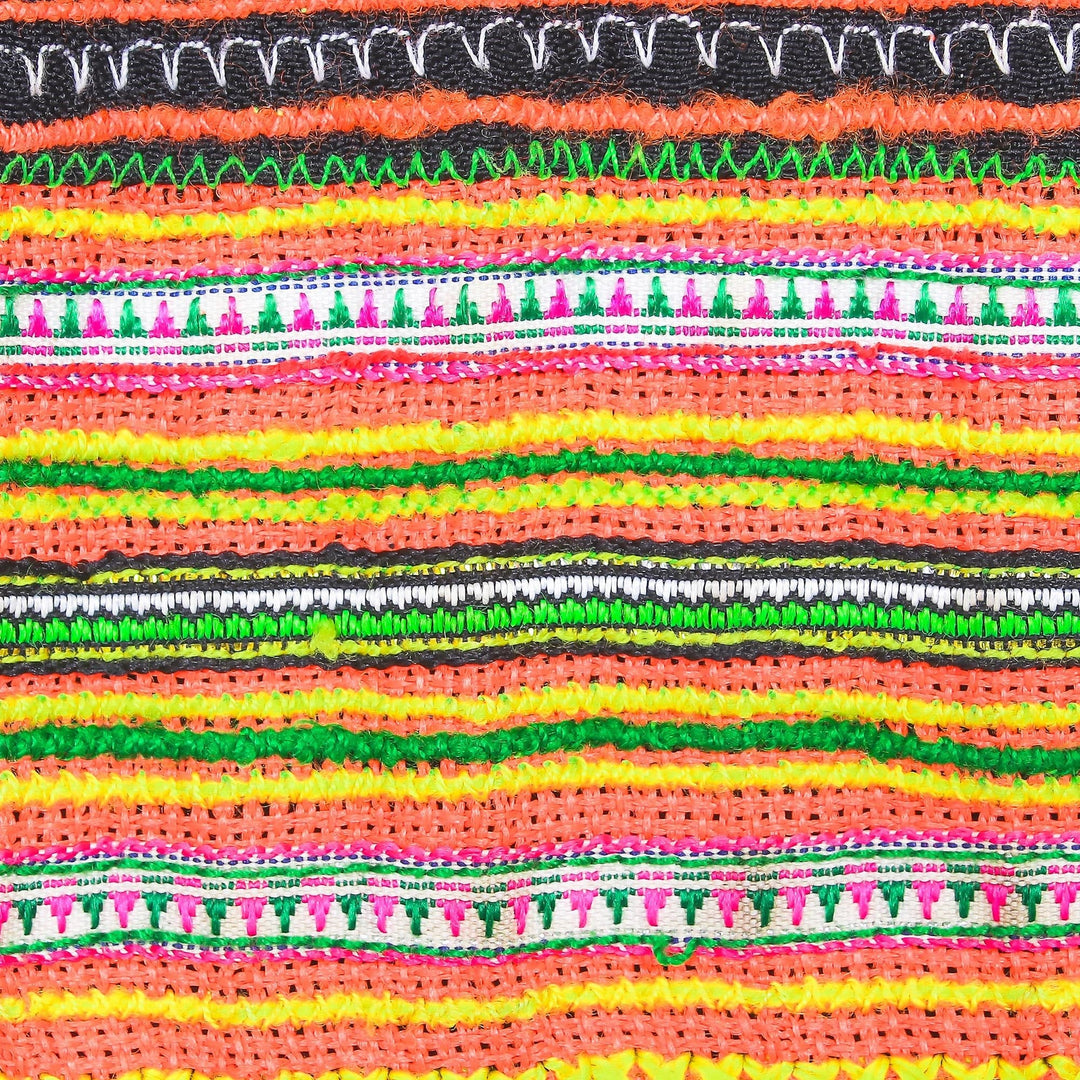 Striped Hmong Cotton Blend Sling from Thailand - Hmong Stripes