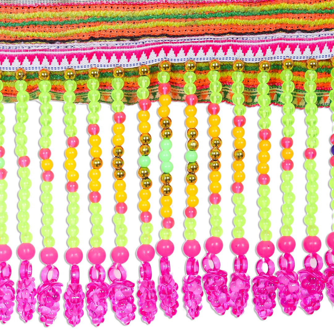 Striped Hmong Cotton Blend Sling from Thailand - Hmong Stripes