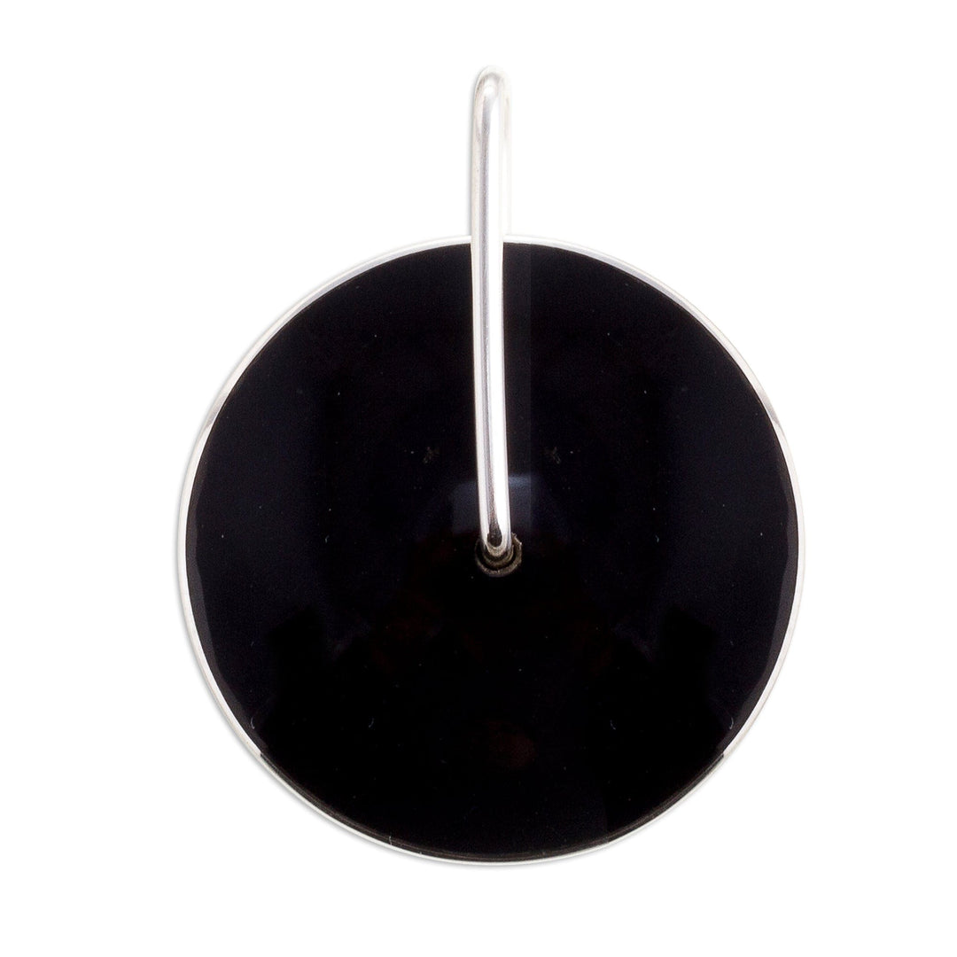 Obsidian Circle and Sterling Silver Pendant - Midnight Marvel