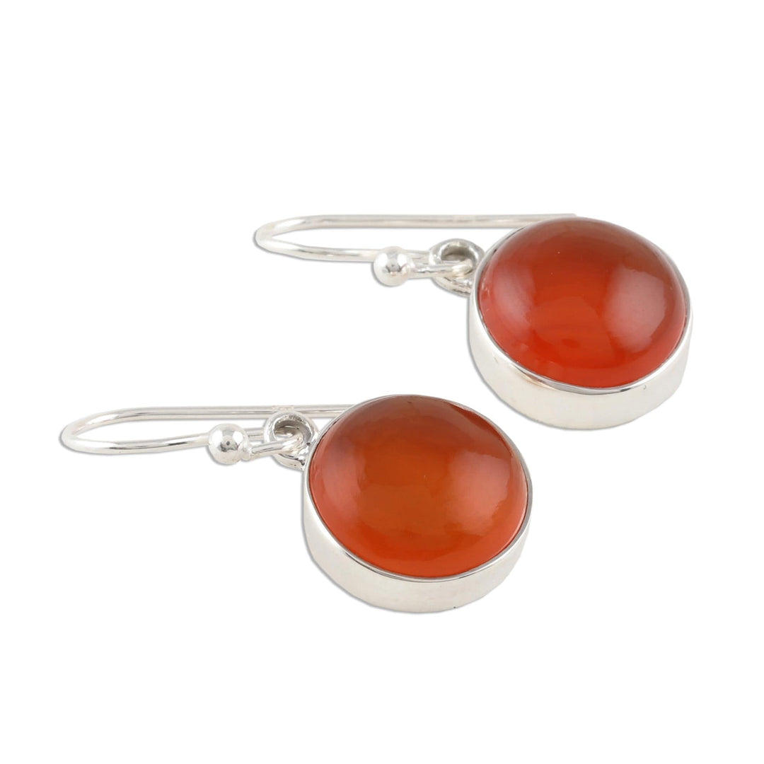 Round Carnelian Dangle Earrings - Fiery Domes