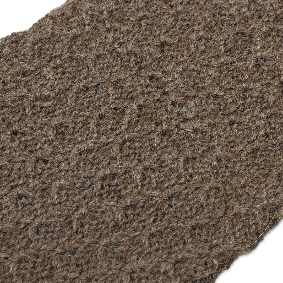 Chestnut 100% Baby Alpaca Honeycomb Pattern Knit Headband - Wavelength in Chestnut