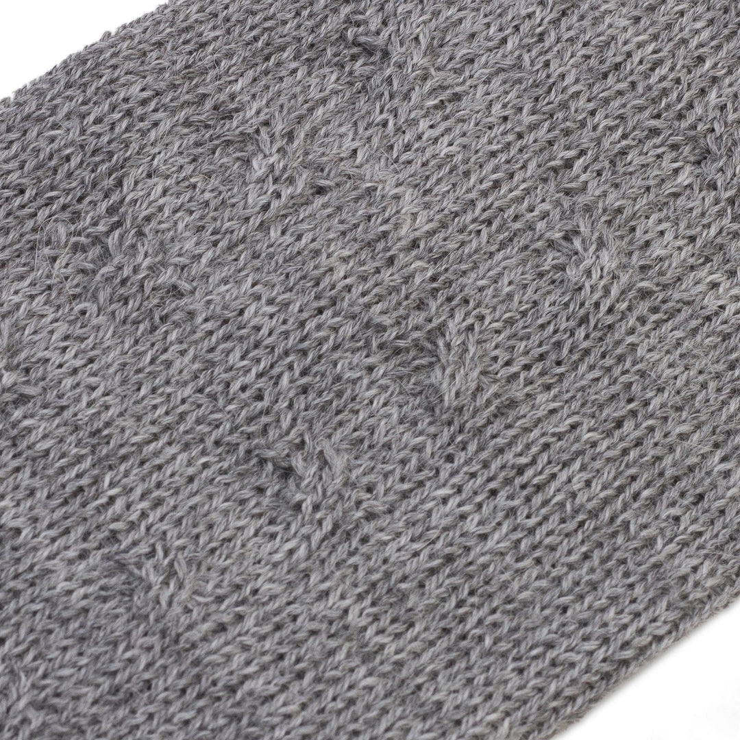 Grey 100% Baby Alpaca Cable Knit Fingerless Mitts from Peru - Luscious Twist in Grey