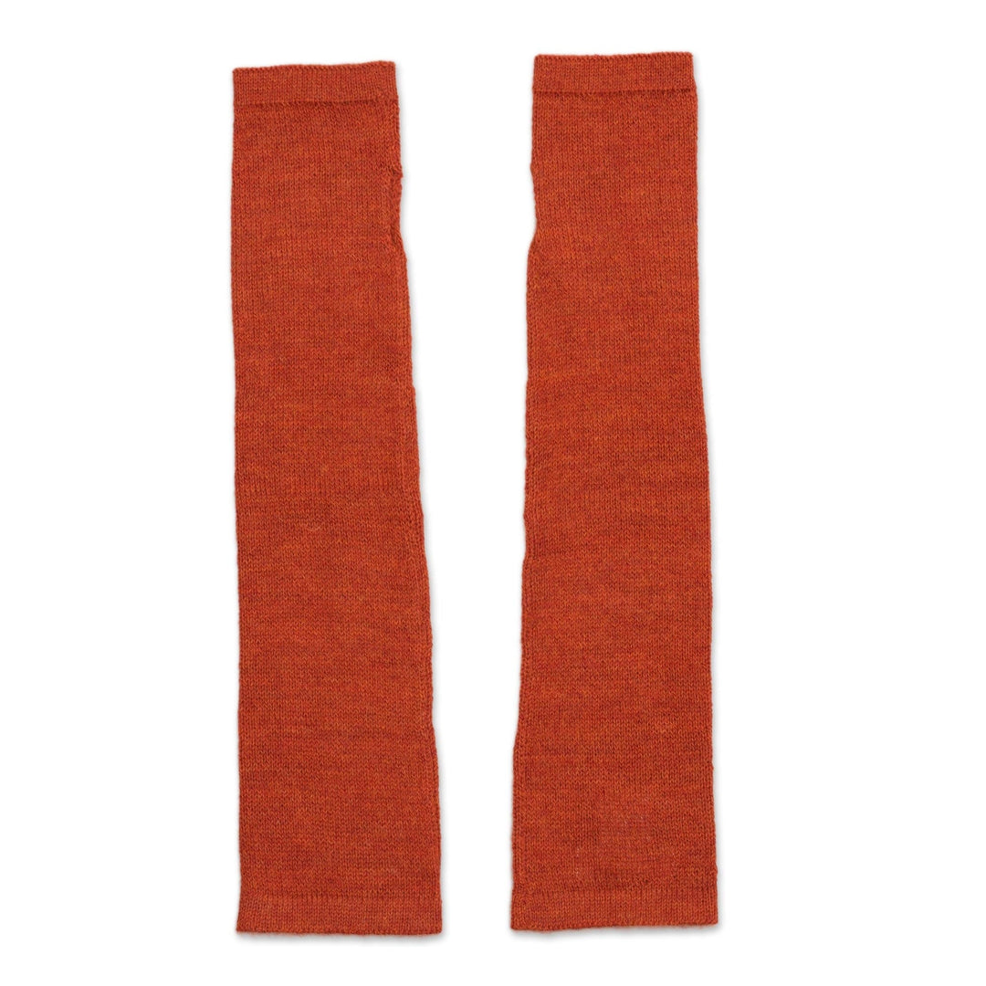 100% Baby Alpaca Orange Knit Fingerless Mitts From Peru - Luscious Twist in Orange