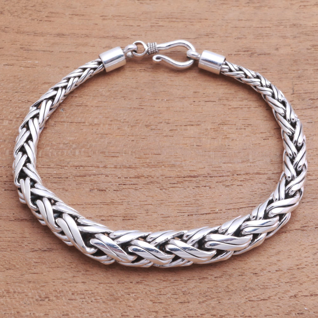 Expanding Sterling Silver Wheat Chain Bracelet from Bali - Expanding Wheat