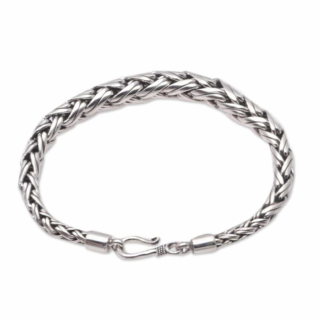 Expanding Sterling Silver Wheat Chain Bracelet from Bali - Expanding Wheat