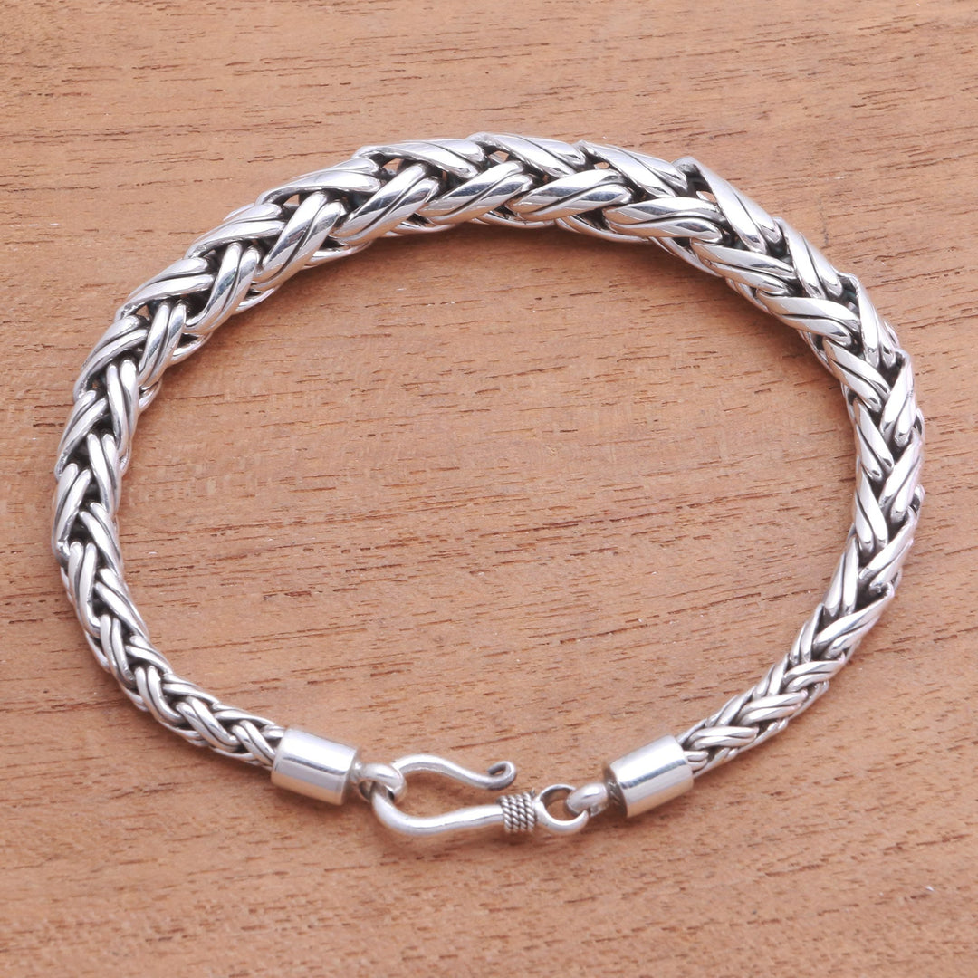 Expanding Sterling Silver Wheat Chain Bracelet from Bali - Expanding Wheat