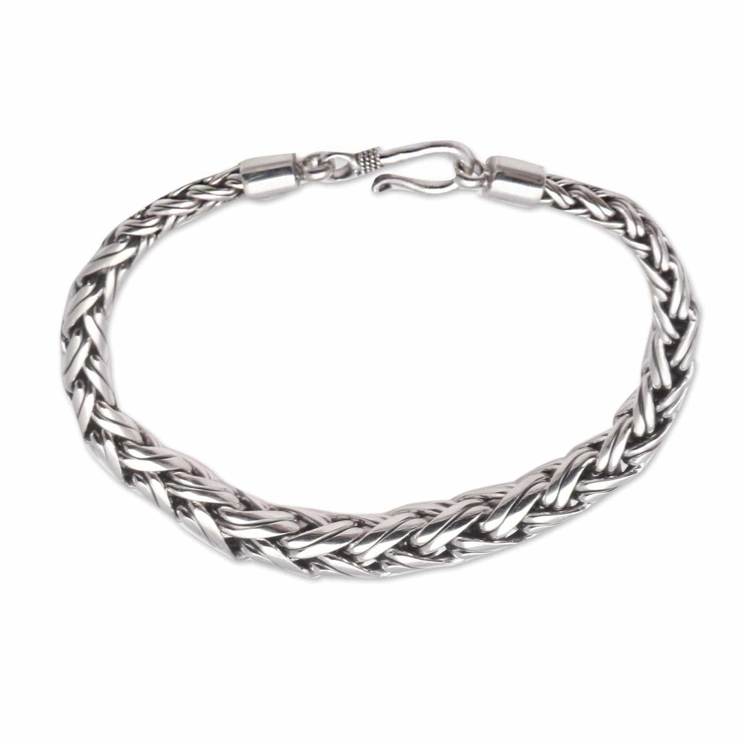 Expanding Sterling Silver Wheat Chain Bracelet from Bali - Expanding Wheat