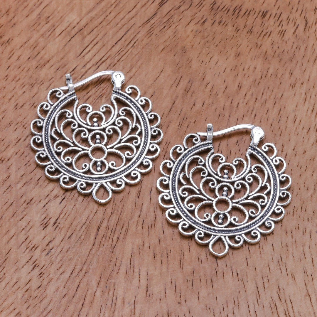 Artisan Crafted Sterling Silver Hoop Earrings from Thailand - Classic Swirls