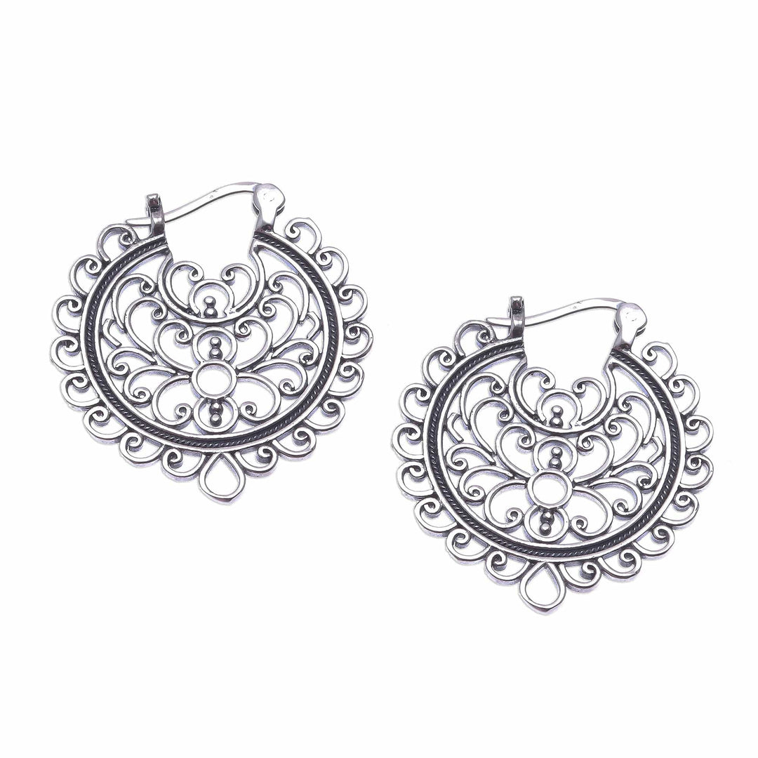 Artisan Crafted Sterling Silver Hoop Earrings from Thailand - Classic Swirls