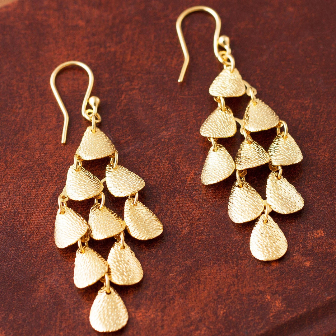 Teardrop Gold Plated Sterling Silver Dangle Earrings - Vital Rain