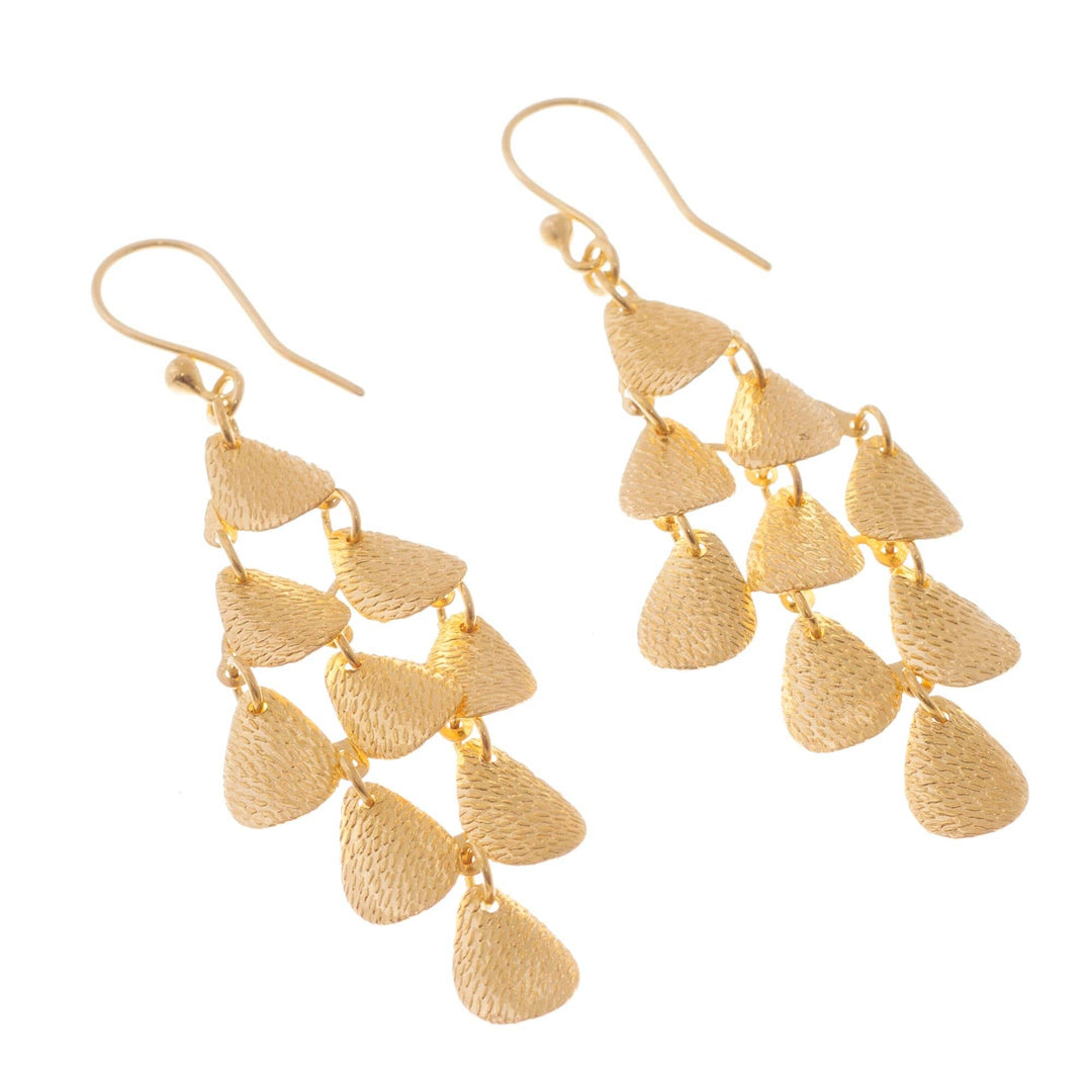 Teardrop Gold Plated Sterling Silver Dangle Earrings - Vital Rain