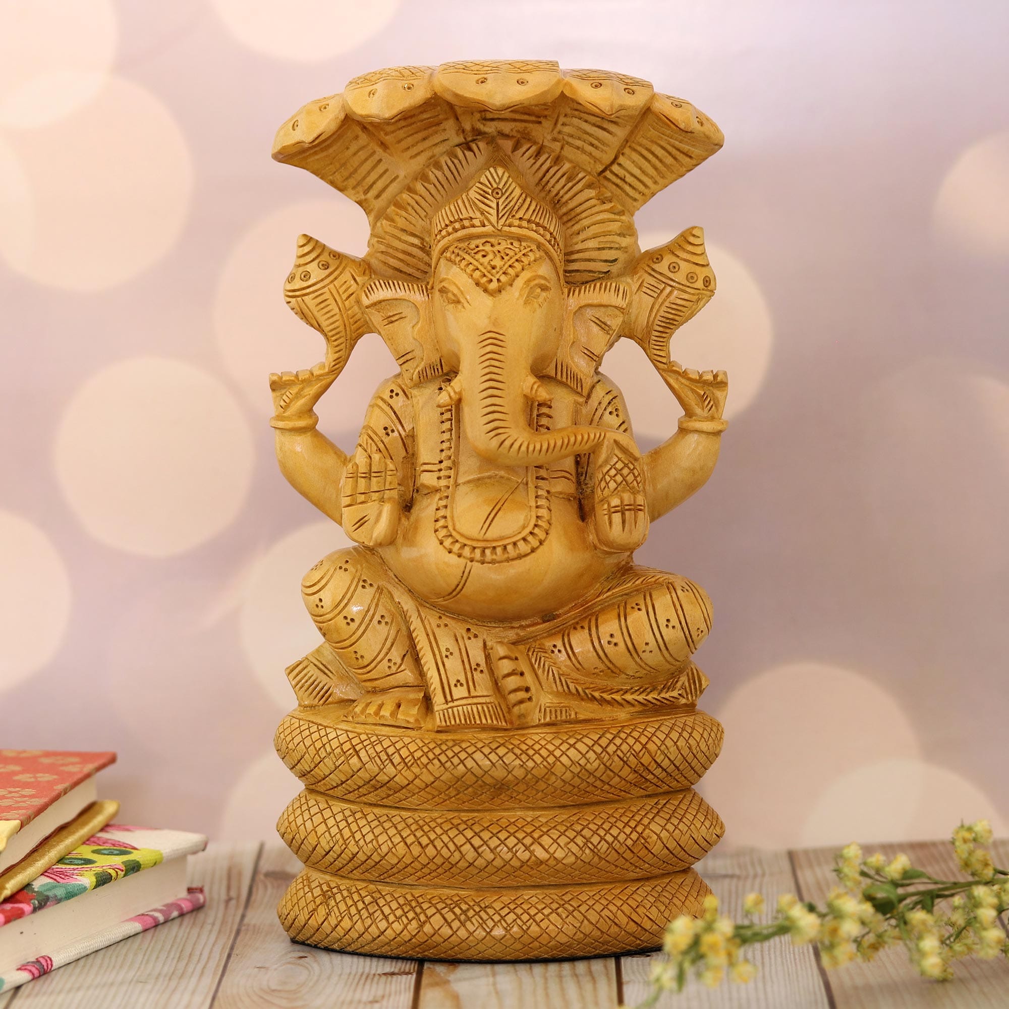Lord Ganesha - Hand Carved Kadam Wood Sculpture (3 in)