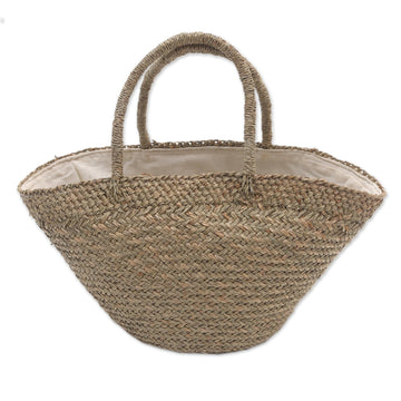 Handmade Natural Fiber Tote Handbag from Bali - Natural Style