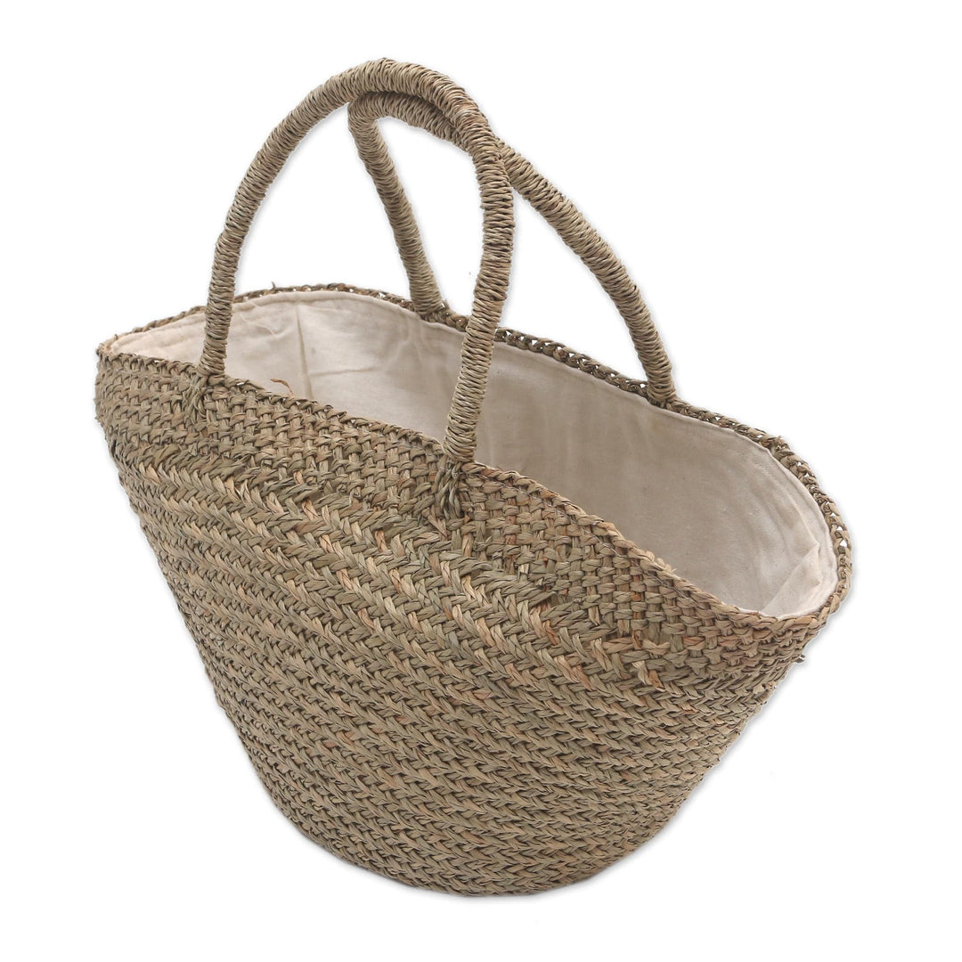 Handmade Natural Fiber Tote Handbag from Bali - Natural Style