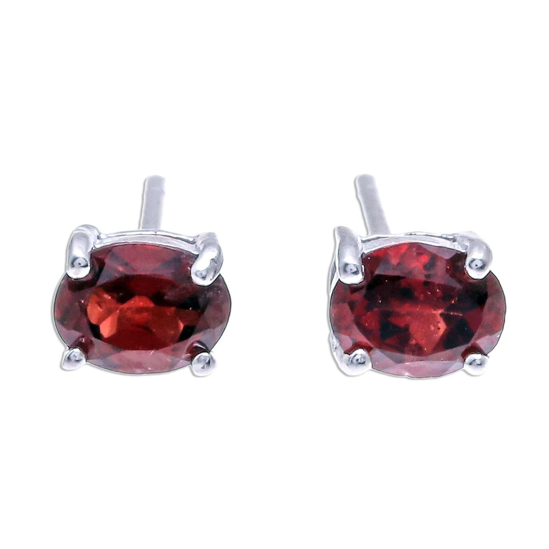 Faceted Garnet Stud Earrings from Thailand - Fiery Marvel